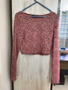 Dusty Rose Lace Crop Top