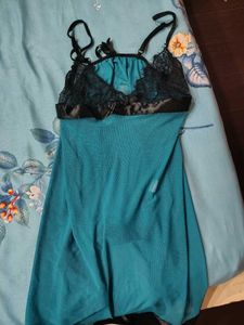 Teal Lace Trim Nightgown