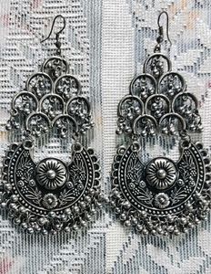 Oxidised Silver Jhumka Earrings