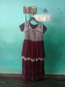 premium wine color party wear sharara gown