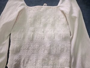 White sweetheart neckline Top