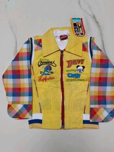 Kids Yellow Racing Champion Jacket &amp; Jeans Set