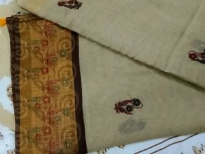 Elegant Cream Saree with Floral Motifs