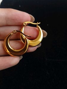 Elegant Gold  Stainless Steel Hoop Earrings