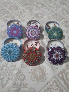 Handcrafted Mandala Candles (Set of 6)