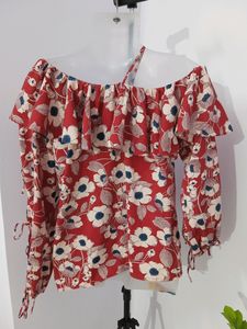 Floral Asymmetric Fashionable Tops