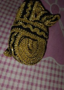 black velvet thread golden lace dresss material