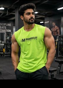 Men's Neon Green Sleeveless Graphic Tee