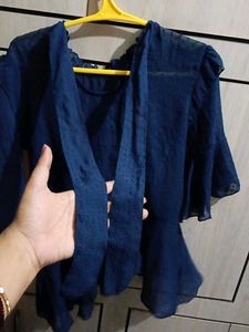 Stylish Blue Ruffled Top