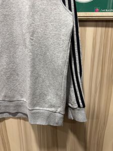 Adidas 3 Strips Grey Fleece Lined Sweatshirt