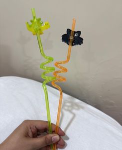 Fun Spiral Straws with Animal Toppers