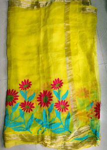 Purple Colour Embroidery Saree