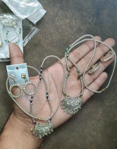 Silver Oxidized Necklace and Earring Set