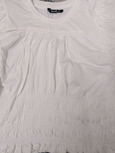 White Puff Sleeve Smocked Top