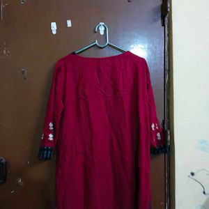 Beautiful Red Kurta with Black Embellishments