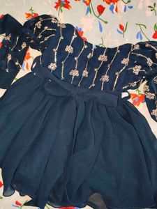 Elegant Dark Blue Girls' Party Dress