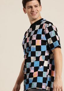 Vibrant Checkered Graphic T-Shirt
