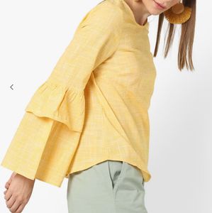 Vero Moda - Yellow Ruffle Sleeve Blouse