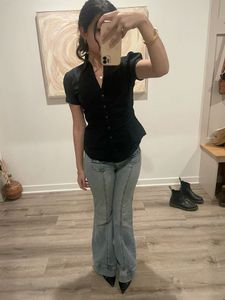 2000s Black stripped babydoll shirt