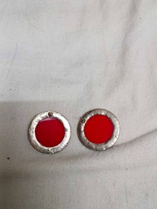 Bold Red Round Earrings
