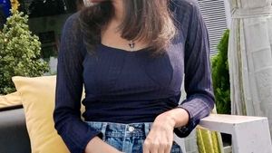 Chic Navy Blue Ruched Square Neck Top