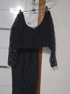 Black ready to wear saree blouse Set