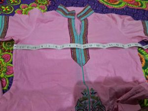 Pink Kaftan Dress with Embroidered Detail