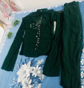 Elegant Dark Green Kurta Set cord se