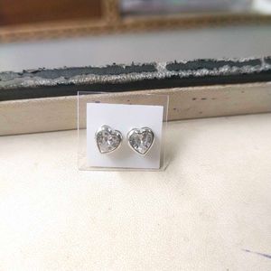 92.5 Pure Silver Cute Heart Stud Earrings
