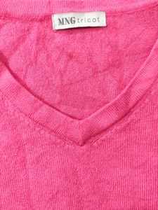 Red pink Ombre V-Neck Sweater