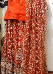 Stunning Orange Embroidered Bridal Lehenga