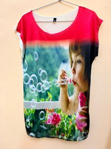 Bubble Blowing Girl Graphic T-Shirt