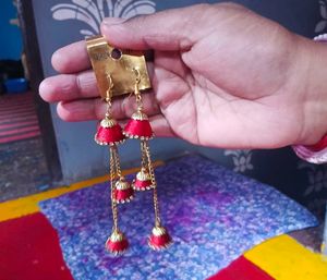 Red Silk Tassel Earrings