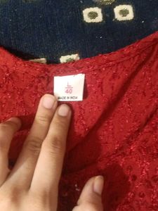 red colour long top