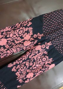 Black Pyjama Pink Floral Print For 30 Waist