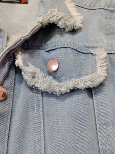 Denim Jacket with Frayed Edges