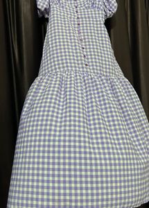 Purple Gingham Tiered Midi Dress