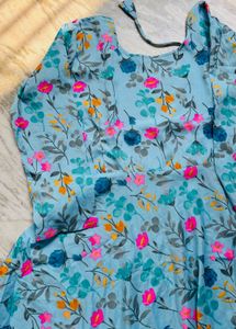 Light Blue Floral Anarkali Kurta
