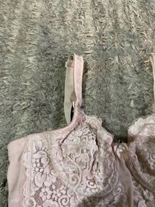 Lace Trimmed Pink Bra