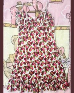 Floral Print Cami Lace Trim dress