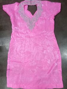 Beautiful Pink Kurta Set with Embellishments (no d