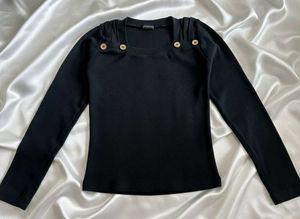 Imported Knitted black full sleeve top