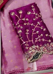 Green Saree with Embellished Blouse