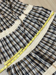Chic Plaid Maxi Dress with Lace Trim