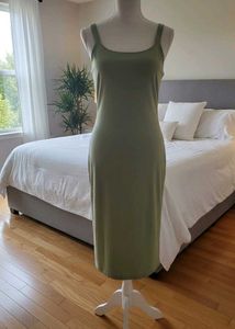 Olive Green Midi Slip Dress