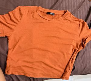 SHEIN Orange Crew Neck T-Shirt