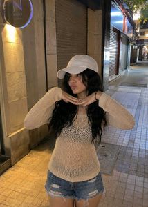 Sheer Knit Long Sleeve Top