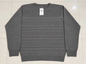 Men's Grey Textured Striped Sweater