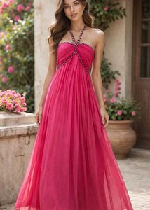 Stunning Pink Halter Neck Dress