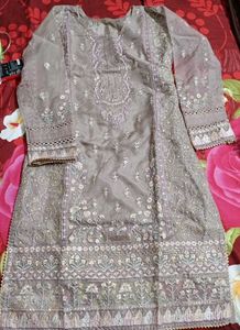 Dusty mauve suit with  embroidery dupatta